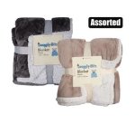 Blanket Flannel W sherpa 127X152CM Asstd