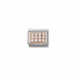 Rose Gold Enamel With Cz White Pave Link