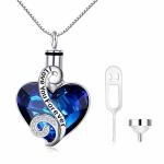 Aoboco Engraved I Love You Forever Urn Necklace For Ashes Embellished With Crystals From Austria Sterling Silver Ashes Necklace