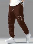 Trendy Pattern Cargo Pants Men's Multi Flap Pocket Trousers Loose Casual Outdoor Pants Men's Work Pants Outdoors Streetwear Hip