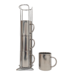 Lk's Four Cups In Stand Set - Stainless Steel