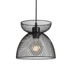 Lorena Metal Mesh Pendant Light Black Gold - Gold