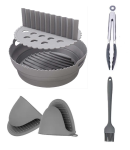 Premium Ultra Thick Silicone Air Fryer Liner With Divider And Utensils - Round