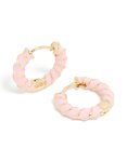 Goldair Gold Pink Enamel Small Twisted Hoop Earrings