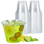 Artpreti 50 Pack 9 Oz Clear Plastic Cups - Disposable For Iced Coffee Cold Beverages Wine - Wedding & Party Drinking Cups