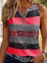 Color Block Button Notched Neck Top Elegant Sleeveless Tank Top For Spring & Summer Women's Clothing