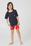 Cotton On Finn Short Sleeve Pyjama Set - Navy Ink & Oh Snap Gingerbread Men