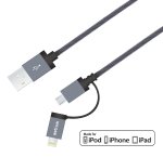 Micro USB + 8PIN Charge & Sync Mfi Braided Cable - AC330