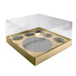 Bento & 5 Cupcake Box Pvc Lid 255X255X150MM Gold