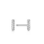 Silver Rope Bar Stud Earrings