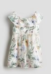 Patterned Flounce-trimmed Dress - White floral