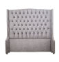 Reya Buttoned Wing Headboard- Black-grey