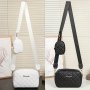 Girl's Simple Fashionable Rhombus Print Solid Color 2Pcs Crossbody Bag With Adjustable Strap And Zipper Closure Pouch Trendy Sling Bag For Outdoors And Everyday Use