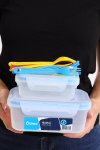 Otima Clear 4 Clip Clear Leakproof School Lunch Box Combo Pack 600ML – 1600ML & 12 Forks