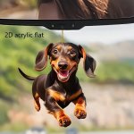 Lively Dachshund Acrylic 2D Car Charm & Keychain - Whimsical Christmas Decor For Keys & Home Accessories