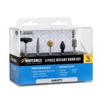 Kutzall 5-PIECE Rotary Burr Kit - 18" Shaft Variety Grit - Wood Carving Bits For Dremel Foredom Ryobi Dewalt Milwaukee Tools - S