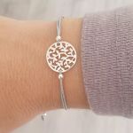 Shafieka 925 Sterling Silver Tree Cord Bracelet Adjustable Size: 12-24CM