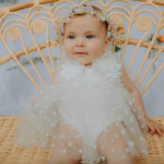 White Mesh Dress With Floral Detail
