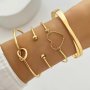 4pcs/set Golden Color Elegant Classic Love Bangle Bracelet Alloy Stacking Bracelets