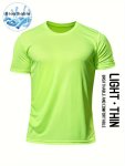 Men's Solid Sports T-Shirt Active Breathable Short Sleeve Slim-fit Crew Neck Tee Men's Clothing For Outdoor