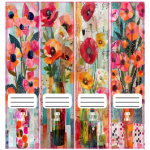 File Spine Stickers Collage Flowers