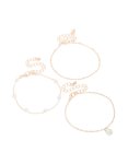 Rose Gold Pearl & Station Droplet Bracelets 3-PACK