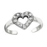 Alexis 925 Sterling Silver Cz Heart Toe Ring Adjustable Size