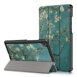 For Lenovo Tab M8 Coloured Drawing Pattern Horizontal Deformation Flip Leather Case With Three-folding Holder Apricot Flower