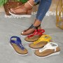 Women's Summer Stylish Wedge Sandals Platform Metallic Buckle Detail Comfort Soft Sole Thong Sandals For Casual Wear