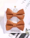 Tan Leather Hair Clips 2’S