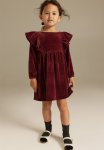 Flounce-trimmed Chenille Dress - Red
