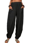Solid Color Slant Pockets Lantern Pants Casual Versatile High Waist Jogger Pants For Spring & Summer Women's Clothing