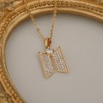 Fashion Inlaid Crystal Zircon Double Rhombus Pendant Necklace Jewelry Accessories For Men And Women