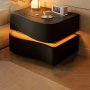 Lumaglow LED Bedside Pedestal With Dual Drawers-black