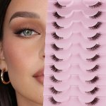 Luxurious False Eyelashes Set 10 Pairs - Multiple Styles With Doll Cat Eye Natural Cross Fluffy Look - Mixed Lengths 6-15MM - Ul