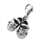 C502-C11689 - 925 Sterling Silver Baby Shoes Charm Dangle - Oxidized Sterling Silver Antique Look