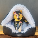 Burrow Dome Bed - Large Black Canvas With Silver Grey Calming Fabric