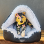 Burrow Dome Bed - Large / Black Canvas With Silver Grey Calming Fabric