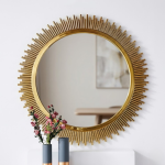 Sunburst Decorative Round Wall Mirror - Silver