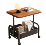 Toxiya Multifunctional 2-TIER Roller Side Table Metal Frame Coffee Table