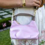 Two Tone Geniune Leather HandBag - Light Pink Free