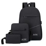 Backpack With Messenger Bag Handbag External USB Port -black