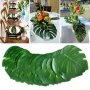 10PCS Tropical Palm Leaves - Artificial Monstera & Turtle Back Leaf Decor For Beach Parties Hawaiian Luau Weddings & Summer Events