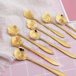 8PCS Christmas Tableware Set - Stainless Steel Coffee Spoons Ice Cream Dessert Spoons & Flower Cherry Mixing Spoons For Restaura
