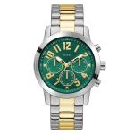Guess Men's 2TONE Silver Gold Analog Watch With Green Dial