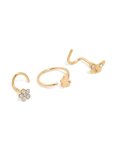Goldair Gold Plated Surgical Steel Floral Nose Ring & Studs 3-PACK