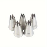 5 Pack Stainless Steel Icing Piping Nozzles Set 1M Open Star Tips For Cake Decorating Cupcake Design Pastry Baking Tools Kitchen