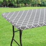 Moroccan Pattern Vinyl Tablecloth With Elastic Edges - Rectangle Machine Woven Waterproof Spillproof & Scratch-resistant Fitted