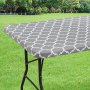 Moroccan Pattern Vinyl Tablecloth With Elastic Edges - Rectangle Machine Woven Waterproof Spillproof & Scratch-Resistant Fitted Table Cover For Indoor Outdoor Camping & Picnic - 1pc