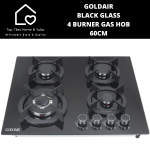 Goldair Black Glass 4 Burner Gas Hob - 60CM